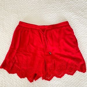 🔥Last Chance🔥 Francesca’s Red Eyelet Shorts Med